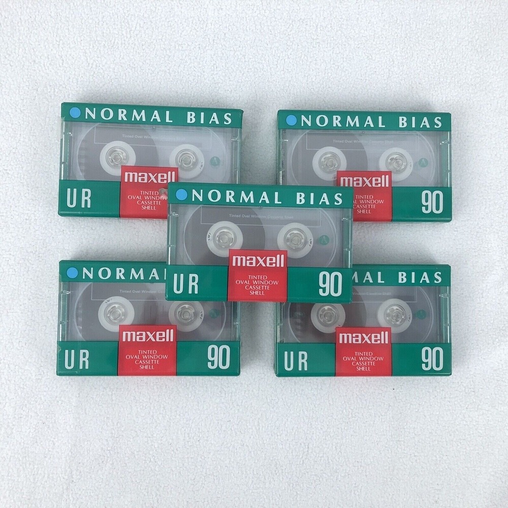 NEW sealed Maxwell UR 90 Minute Blank Audio Cassette Tapes Normal Bias‎ 5pk